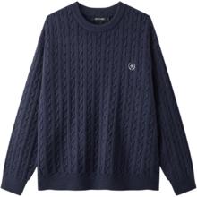 gxgjeans 25年冬新品 美式刺绣绞花保暖毛衣针织衫 藏青色