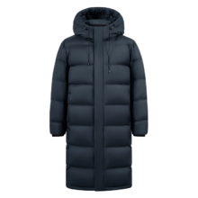 雪中飞 男中长款羽绒服 连帽休闲运动 加厚保暖防寒 星耀黑
