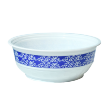 一次性碗加厚圆碗青花瓷碗红花碗圆形家用酒席聚餐食品级PP可微波 500型红花碗20只加厚