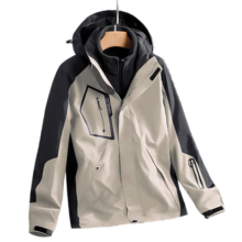 JEEP SPIRIT 吉普冲锋衣男秋冬夹克三合一户外连帽登山服 卡其