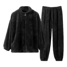 雪中飞 男士珊瑚绒加厚睡衣 NSCJF-黑色舒棉绒 L-170/92A 适合110-130斤