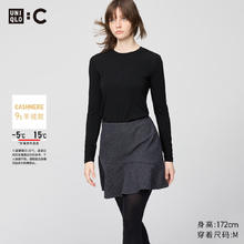 优衣库 女装 混纺圆领T恤/长袖 9%羊绒