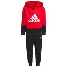 adidas 马年男女小童新年长袖长裤撞色连帽运动休闲套装