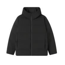京东京造 无缝鹅绒服 羽绒服男女情侣连帽冬季新款保暖外套 黑色 3XL