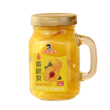 年货节:辣妹子 黄桃罐头 水果罐头 500g玻璃杯装 糖水罐头 年货休闲零食