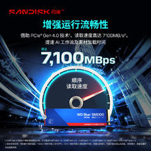 闪迪 4tb固态硬盘sn5100 2t m.2 1t笔记本台式电脑ssd硬盘pcie4.0