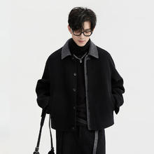 PLUS会员: 伯爵卓尔 鹅绒内胆全羊毛撞色双面呢夹克男短款毛呢外套 全羊