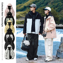 JEANSWEST OUTDOOR 款冲锋衣外套男冬季防风保暖登山服三合一可拆内胆外套 黑浅灰