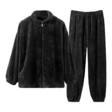 雪中飞 男士珊瑚绒加厚睡衣 NSCJF-黑色舒棉绒 L-170/92A 适合110-130斤