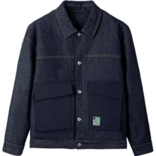 gxgjeans 美式加厚加绒保暖牛仔羽绒服 牛仔蓝