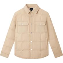 gxgjeans 美式短款翻领纯色轻薄羽绒服 卡其色