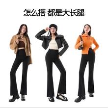 SIINSIIN 喇叭裤女加绒鲨鱼裤黑色微喇瑜伽裤 中暖小个子款 M 100-120斤