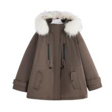 雪中飞 大毛领短款保暖羽绒服