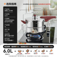 凌丰（LINKFAIR）高压锅家用6L不锈钢防爆压力锅燃气电磁炉通用京东限定