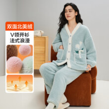 有棵树 北美绒女士家居服刺绣开衫 可外穿睡衣女