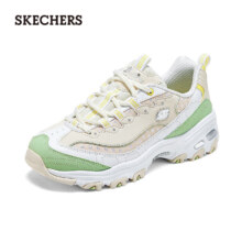 斯凯奇（Skechers）熊猫鞋秋冬新款女厚底增高老爹鞋耐磨时尚百搭机甲鞋150547 自然色/绿色/NTGR 37