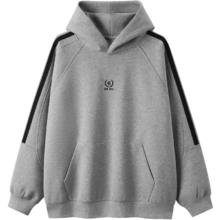 gxgjeans 25年冬新品 美式肩部条纹设计宽松连帽卫衣 灰色 L