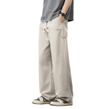Homlean 休闲裤男 纯棉直筒加绒保暖冬季宽松阔腿裤 HZ27JR 卡其 XL