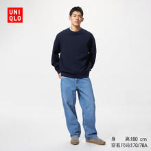 优衣库 男装宽松直筒牛仔裤/水洗产品475551 64 湖蓝色 48 /190/122C
