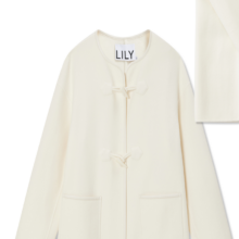 LILY 气质通勤全羊毛围巾毛呢外套大衣 商场同款
