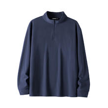 gxgjeans 25年秋新品 男士美式基础打底宽松半开襟长袖T恤 藏青色