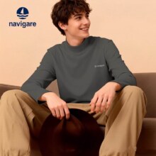 超V：NAVIGARE意大利小帆船 男士发热保暖内衣 中立领长袖打底衫 秋衣