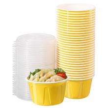 美丽雅 一次性饭盒食品级餐盒带盖 圆形厚彩餐碗 30套-500ml