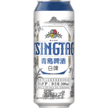 青岛啤酒 全麦白啤 原麦汁浓度11°P 500mL 12罐整箱装