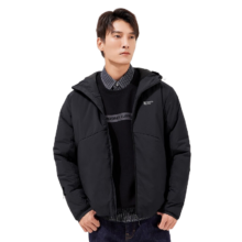 拓路者（Pioneer Camp）3M新雪丽棉男连帽棉服户外防风休闲外套厚款棉衣冬季保暖男士棉袄 黑色 XL