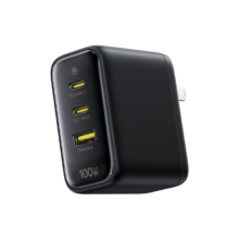 倍思 小冰充 氮化镓充电器 100W 一拖三 PD快充 适用苹果小米华为荣耀手机平板笔记本 黑
