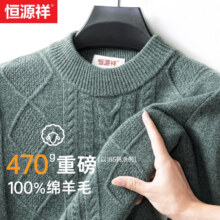 恒源祥 羊毛衫男100%纯羊毛冬季新款半高领毛衣加厚保暖中青年针织打底衫