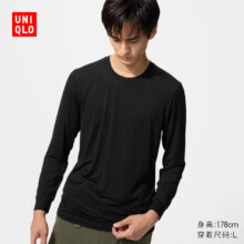 优衣库 HEATTECH 圆领T恤 9分袖保暖衣 秋衣内衣 479428/09 黑色 L
