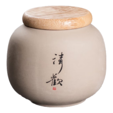 小清欢 粗陶竹盖茶罐 普洱醒茶储茶罐 便携旅行茶具