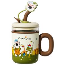 bablov 保温杯玻璃内胆吸管杯女生水杯茶水分离泡茶杯子 草地绘画师-510ml