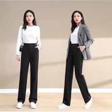 柯诗曼 裤子 女 春款 高腰垂感拖地长裤 黑色 XL 115-125斤