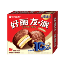 plus会员：好丽友 巧克力派 12枚445g/盒 营养早餐夹心蛋糕点心休闲零食