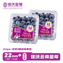 佳沃 云南精选蓝莓巨无霸22mm+ 6盒装 约125g/盒 生鲜水果