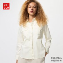 优衣库 女装全棉工装衬衫/长袖衬衣外套479579 01 乳白色 2XL