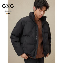 GXG 男装休闲压印立领保暖短款羽绒服 黑色2 L 黑色（新）
