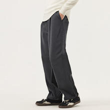 年货大集：gxgjeans 【新年穿搭】多色斜纹面料简约基础宽松休闲长裤男裤 黑色