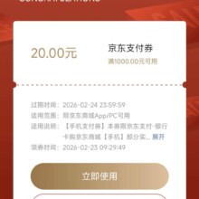 京东 手机支付立减1000-20元券