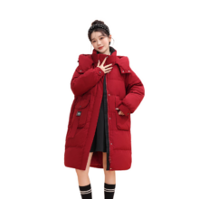 雪中飞 25秋冬新款女士长款羽绒服 红色 M/165/88A 防风连帽立领大口袋设计