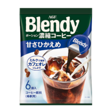 AGF Blendy浓缩胶囊咖啡液微糖18g*6枚 冷萃速溶黑咖啡 便携胶囊