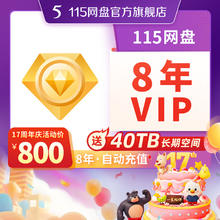 115 网盘 8年VIP 含40TB空间 （每月8.3元）