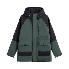 GXG 男装 撞色拼接户外羽绒服男士连帽保暖羽绒服外套