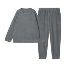 京东京造 轻薄暖摇粒绒抗静电男士睡衣 鲨鱼灰 2XL