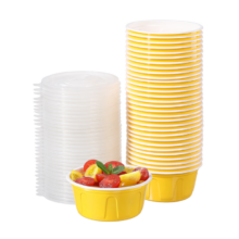 美丽雅 一次性碗 食品级圆形带盖餐盒 400ml*30套