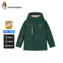 暇步士 童装儿童外套秋冬季男女大童简约时尚加厚风衣外套 丛林绿 130cm