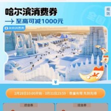 京东 哈尔滨消费券 领9折/95折综合&9折/95折汽车&8折/95折健康最高减1000元全国通用消费券