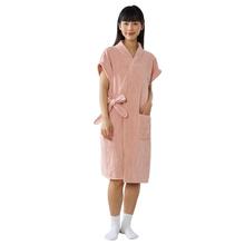 SANLI 浴袍吸水速干半短袖家居浴衣男士女可穿式浴巾可裹睡袍粉色 Square斜系浴袍-粉色
